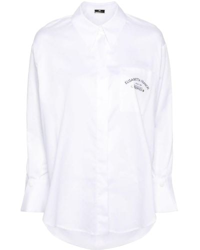 Elisabetta Franchi Hemd aus Popeline mit Logo - Weiß