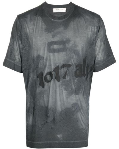 1017 ALYX 9SM Semi-transparentes T-Shirt mit Print - Grau