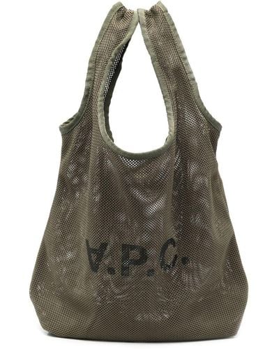 A.P.C. Mesh Tote Shopper Bag With Logo Man - Green