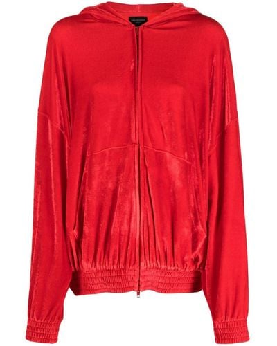Balenciaga Sudadera con capucha y detalles de cristal - Rojo