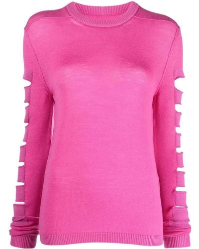 Rick Owens Ribbed-trim Cut-out Sweater - Pink