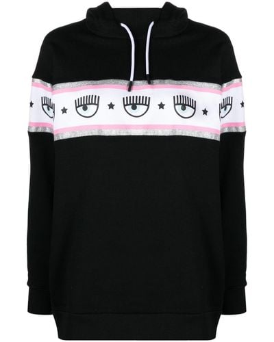 Chiara Ferragni Eyelike-embossed Cotton Hoodie - Black