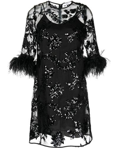 Erdem Sequin-embellished Shift Minidress - Black