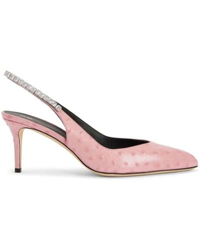 Giuseppe Zanotti Rachyl 70mm Ostrich-skin Court Shoes - Pink