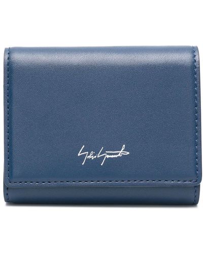 discord Yohji Yamamoto Logo-stamp leather wallet - Blau