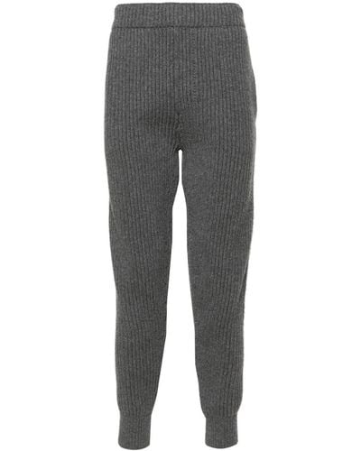Gucci Web-stripe Ribbed Track Trousers - Grey