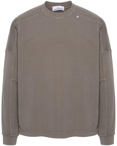 Stone Island Logo-embroidered Jersey Sweatshirt - Grey