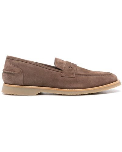 Peserico Penny-slot Suede Loafers - Brown