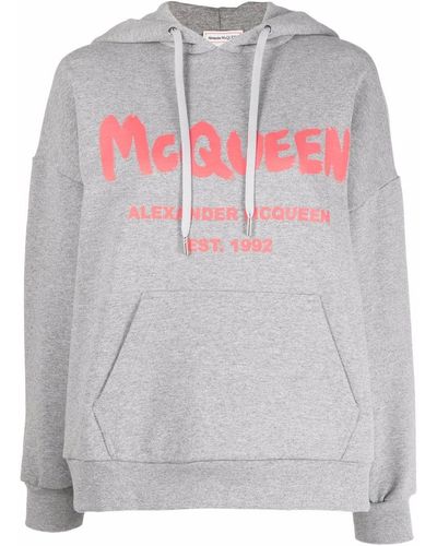 Alexander McQueen Logo-print Hoodie - Grey