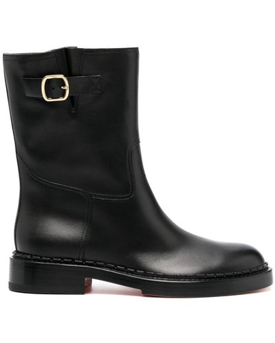 Santoni Zip-up Leather Ankle Boots - Zwart