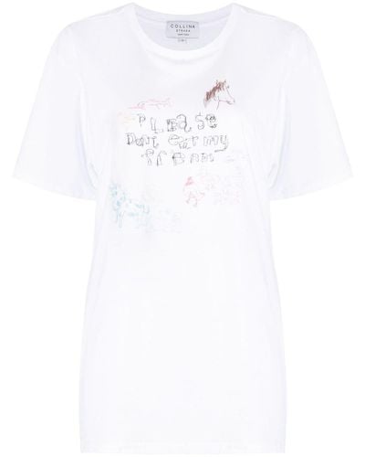 Collina Strada T-shirt en coton biologique à imprimé graphique - Blanc