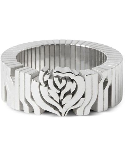 Burberry Rose-motif Engraved Ring - White