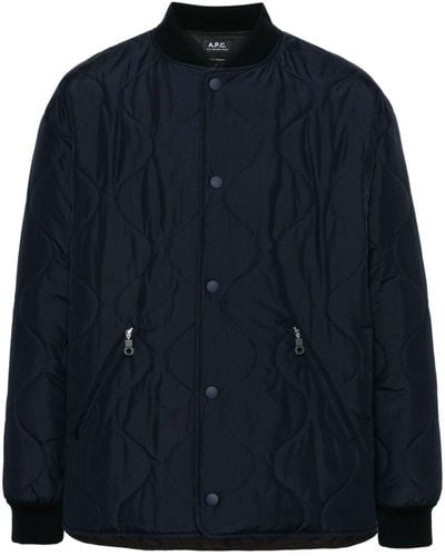A.P.C. Florent Quilted Bomber Jacket - Blue
