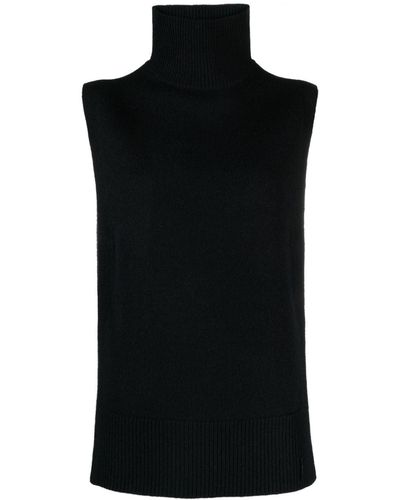 Calvin Klein Roll-neck Sleeveless Wool Jumper - Black