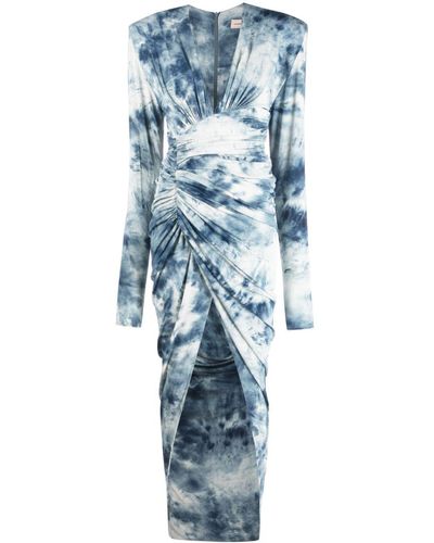 Alexandre Vauthier Tie-dye Asymmetric Maxi Dress - Blue