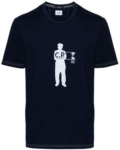 C.P. Company Camiseta con logo estampado - Azul