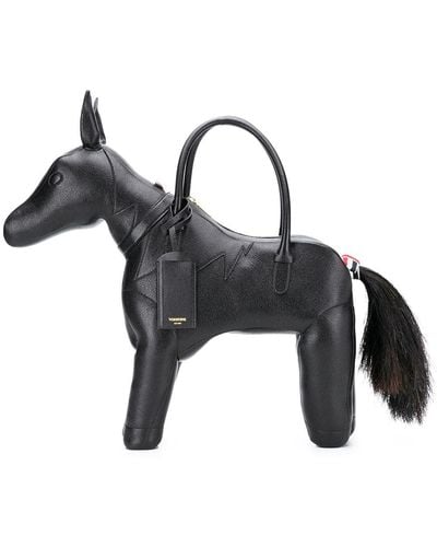 Thom Browne Horse Shaped Leather Bag - Black
