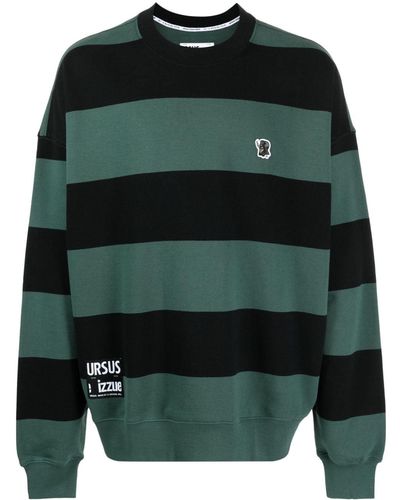 Izzue Logo-appliqué Striped Sweatshirt - Green