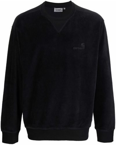 Carhartt Embroidered Logo Velour Sweatshirt - Black