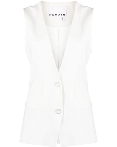 Remain Masja Egret Button-up Waistcoat - White