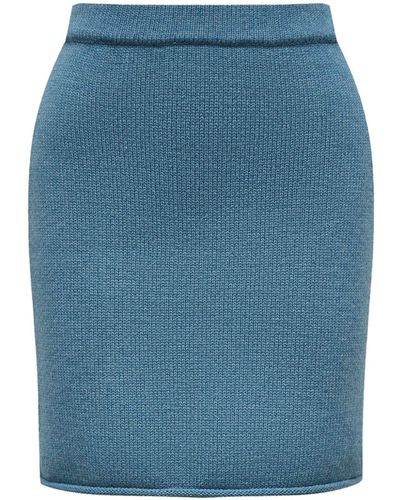 12 STOREEZ High-waisted Merino-wool Skirt - Blue