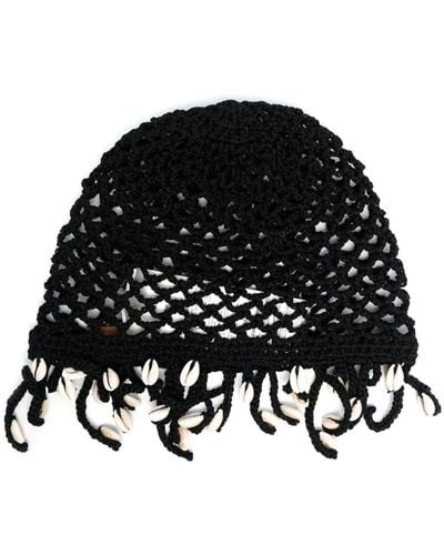 Alanui Mother Nature Cowry Shell-embellished Knitted Hat - Black