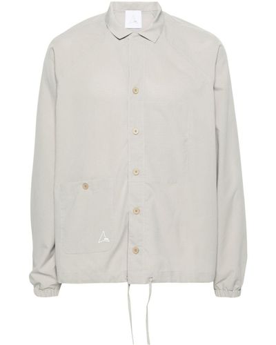 Roa Perforated Checked Shirt - White