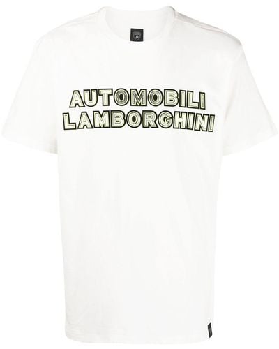 Automobili Lamborghini Metallic Logo-print T-shirt - White