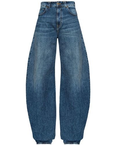 Pinko Mid Waist Jeans Met Toelopende Pijpen - Blauw