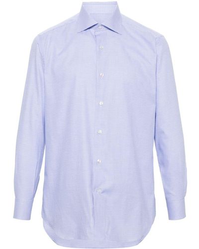 Brioni Graphic-print Cotton Shirt - Blue