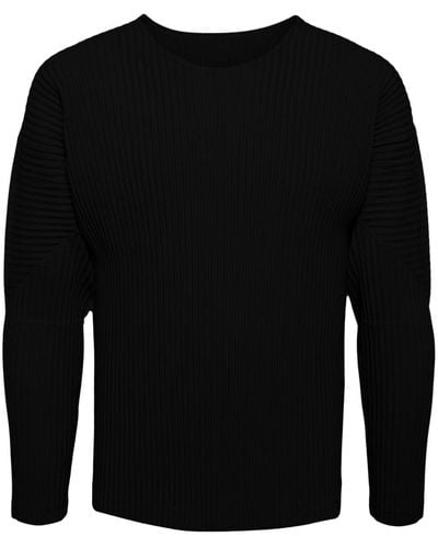 Homme Plissé Issey Miyake Plissé-effect Crew-neck Sweater - Black