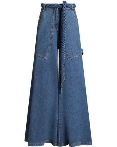 Etro Belted Wide-leg Jeans - Blue