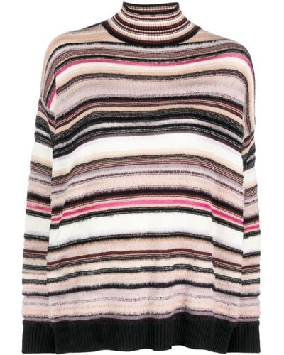 Missoni Striped Wool Blend Turtleneck Sweater - Grey