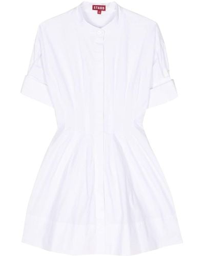 STAUD Robe-chemise évasée en coton - Blanc