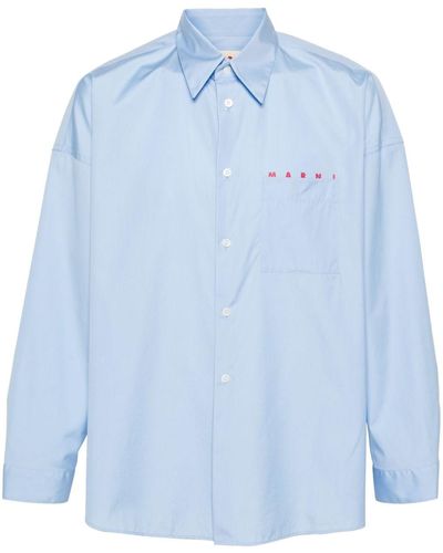Marni Overhemd Met Logoprint - Blauw