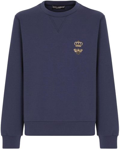 Dolce & Gabbana Sweat en coton à motif brodé - Bleu