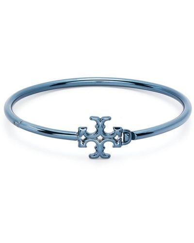 Tory Burch Bracelet torque Eleanor à logo strassé - Bleu