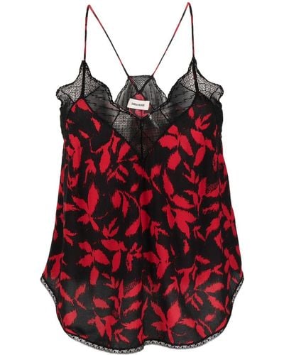 Zadig & Voltaire Christy Leaf-print Tank Top - Red