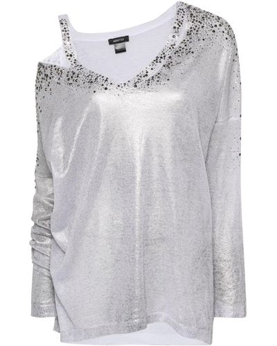 Avant Toi Lurex-detail Crystal-embellished Sweater - Gray