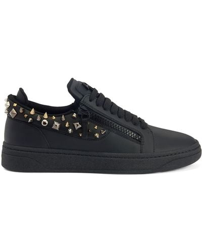Giuseppe Zanotti Stud-embellished Leather Sneakers - Black