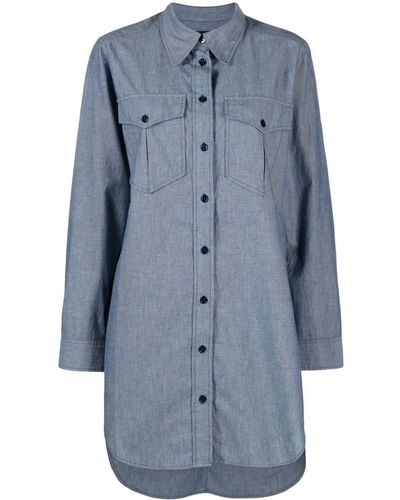 Isabel Marant Bridget Chambray Buttoned Shirt Dress - Blue