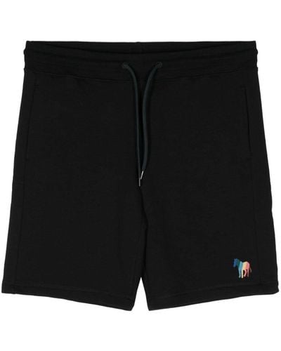 PS by Paul Smith Embroidered-logo Organic Cotton Shorts - Black