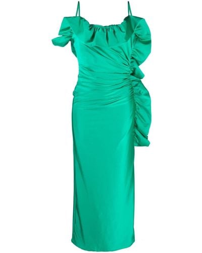 P.A.R.O.S.H. Ruffled Ruched Maxi Dress - Green