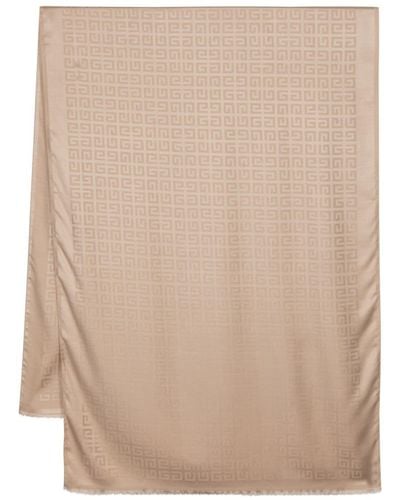 Givenchy 4g Monogram-jacquard Silk-wool Scarf - Natural