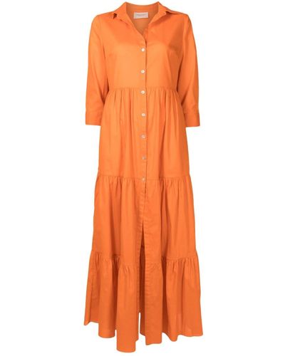 Adriana Degreas Button-up Cotton Dress - Orange