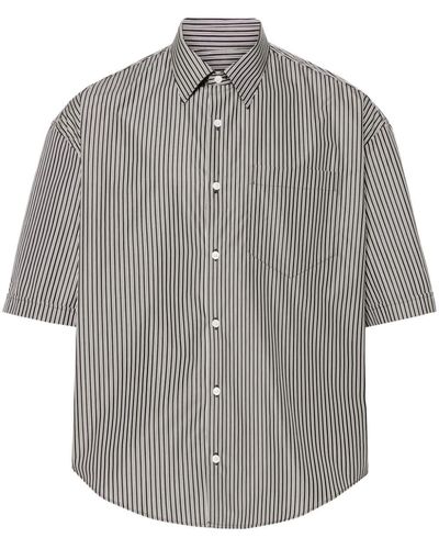 Ami Paris Striped Cotton Shirt - Grijs