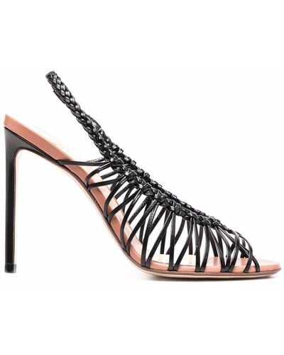 Francesco Russo Braided Leather Cage Sandals - Black