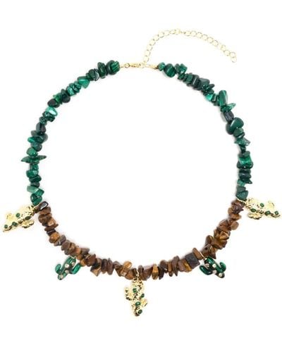 Eshvi Halskette mit Kaktus-Anhänger - Braun