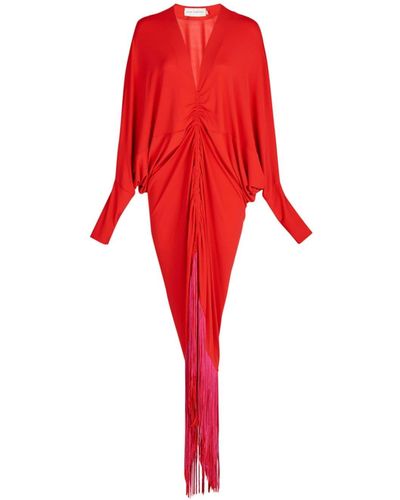 Silvia Tcherassi Robe Rosalyn à franges - Rouge