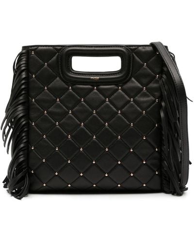 Maje M Studded Leather Bag - Black